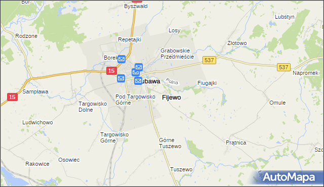 mapa Fijewo gmina Lubawa, Fijewo gmina Lubawa na mapie Targeo