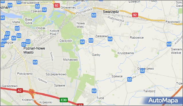 mapa Garby gmina Swarzędz, Garby gmina Swarzędz na mapie Targeo