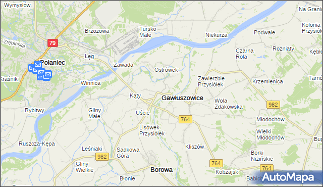 mapa Gawłuszowice, Gawłuszowice na mapie Targeo