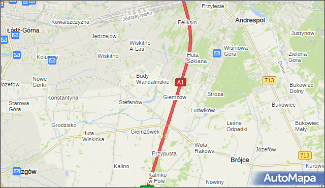 mapa Giemzów, Giemzów na mapie Targeo