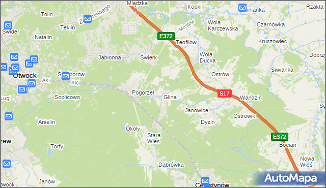 mapa Glina gmina Celestynów, Glina gmina Celestynów na mapie Targeo