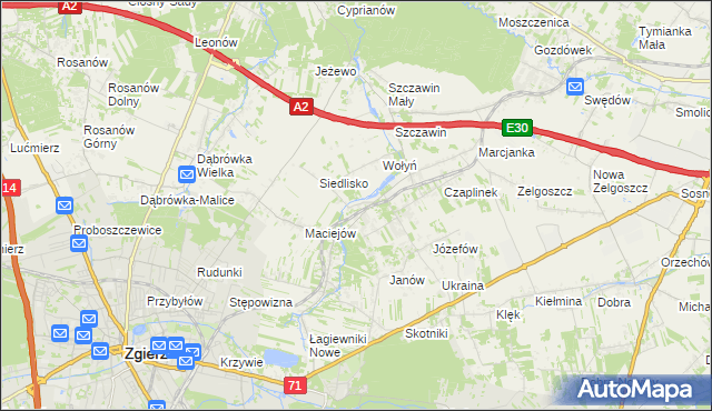 mapa Glinnik gmina Zgierz, Glinnik gmina Zgierz na mapie Targeo