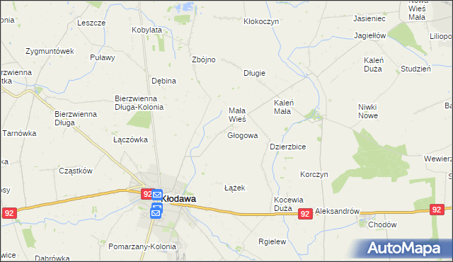 mapa Głogowa gmina Kłodawa, Głogowa gmina Kłodawa na mapie Targeo