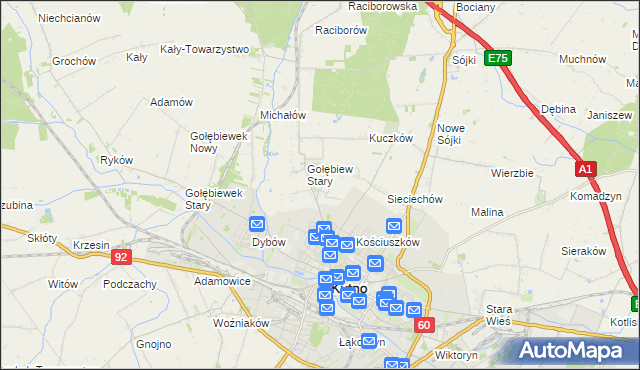 mapa Gołębiew Nowy, Gołębiew Nowy na mapie Targeo