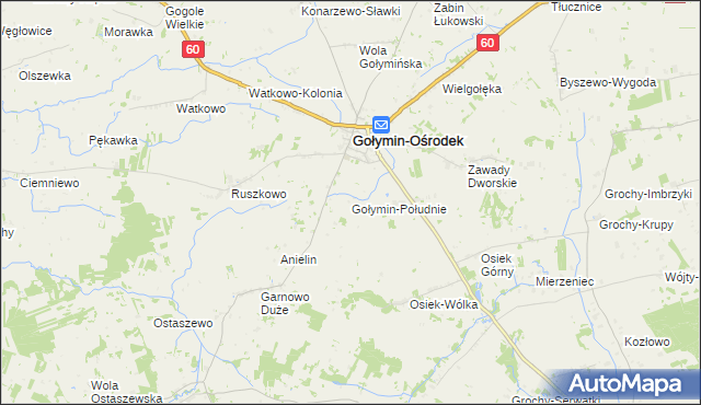 mapa Gołymin-Południe, Gołymin-Południe na mapie Targeo