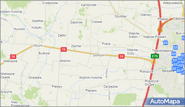 mapa Gomulin, Gomulin na mapie Targeo