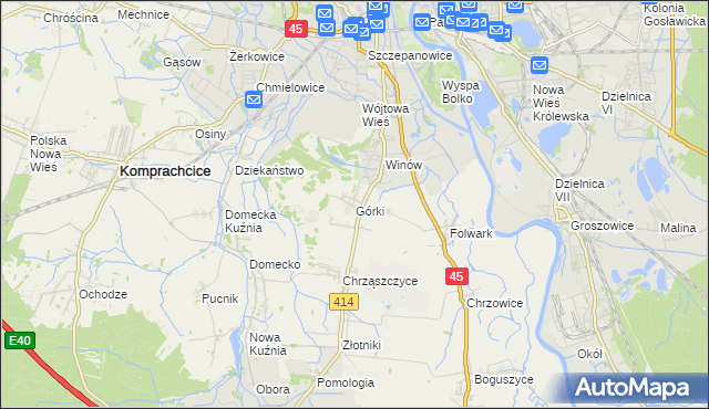 mapa Górki gmina Prószków, Górki gmina Prószków na mapie Targeo