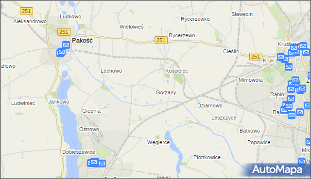 mapa Gorzany, Gorzany na mapie Targeo