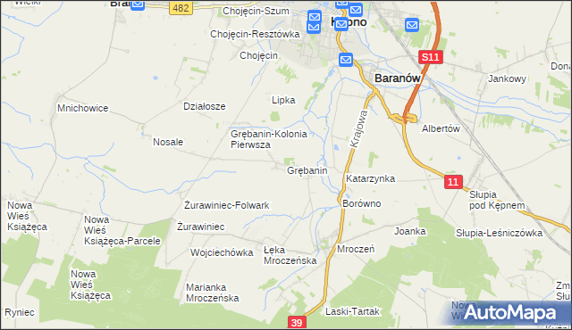 mapa Grębanin, Grębanin na mapie Targeo