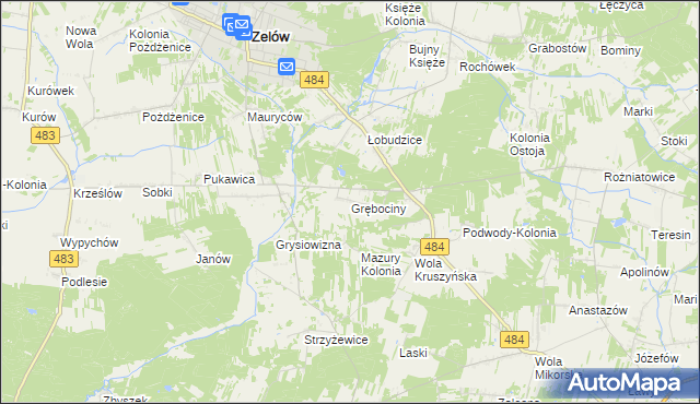mapa Grębociny, Grębociny na mapie Targeo
