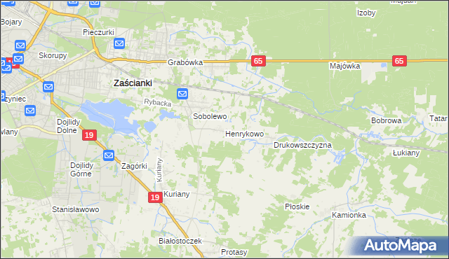 mapa Henrykowo gmina Supraśl, Henrykowo gmina Supraśl na mapie Targeo