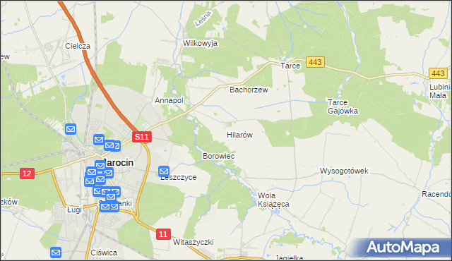 mapa Hilarów gmina Jarocin, Hilarów gmina Jarocin na mapie Targeo