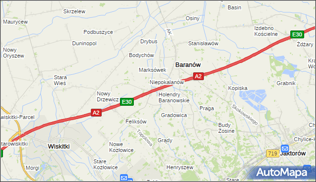 mapa Holendry Baranowskie, Holendry Baranowskie na mapie Targeo