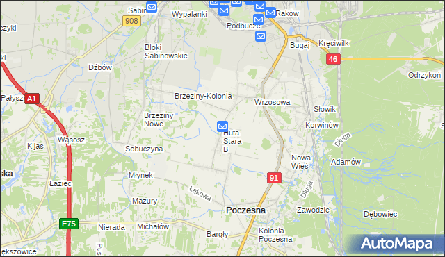 mapa Huta Stara B, Huta Stara B na mapie Targeo