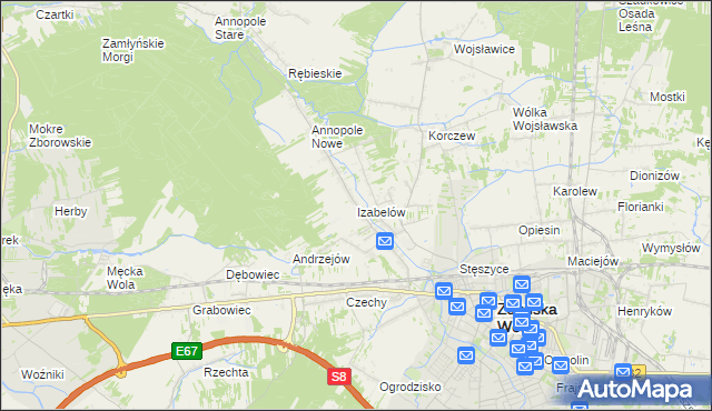 mapa Izabelów gmina Zduńska Wola, Izabelów gmina Zduńska Wola na mapie Targeo
