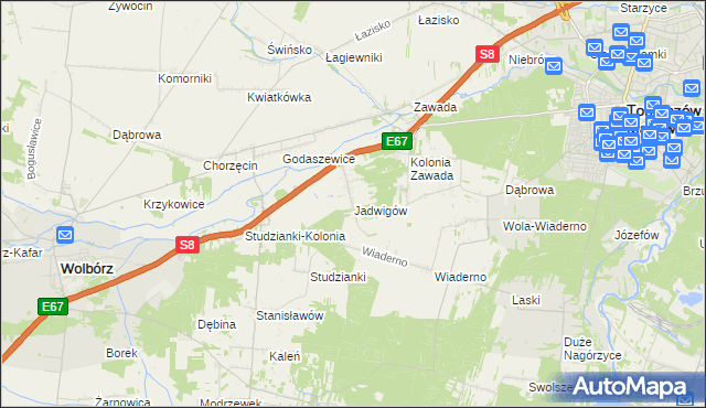 mapa Jadwigów gmina Tomaszów Mazowiecki, Jadwigów gmina Tomaszów Mazowiecki na mapie Targeo
