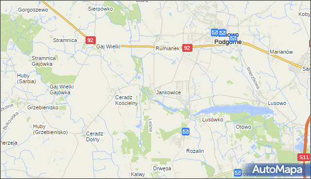 mapa Jankowice gmina Tarnowo Podgórne, Jankowice gmina Tarnowo Podgórne na mapie Targeo