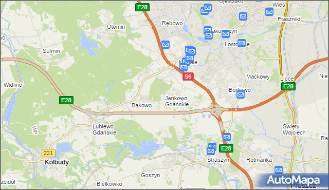 mapa Jankowo Gdańskie, Jankowo Gdańskie na mapie Targeo