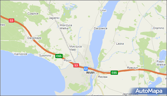 mapa Jaromierz gmina Wolin, Jaromierz gmina Wolin na mapie Targeo