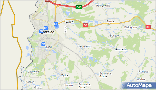 mapa Jerzmanki, Jerzmanki na mapie Targeo