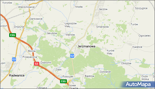 mapa Jerzmanowa, Jerzmanowa na mapie Targeo