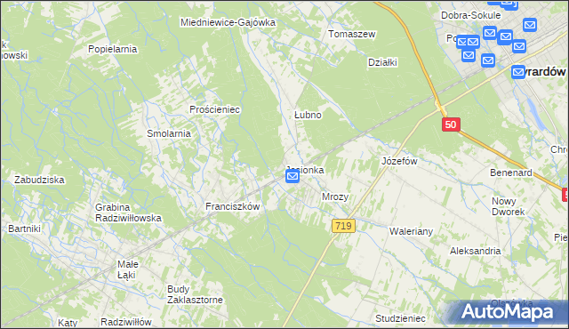 mapa Jesionka gmina Wiskitki, Jesionka gmina Wiskitki na mapie Targeo