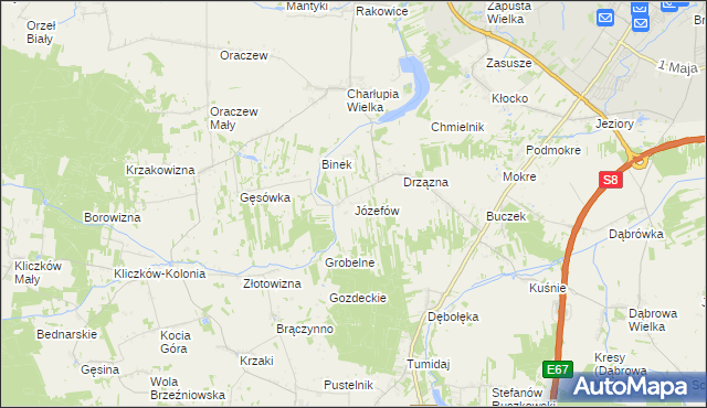 mapa Józefów gmina Wróblew, Józefów gmina Wróblew na mapie Targeo