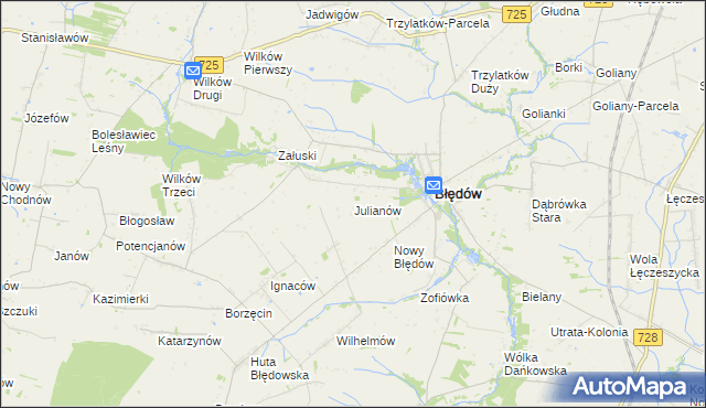mapa Julianów gmina Błędów, Julianów gmina Błędów na mapie Targeo