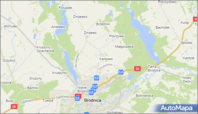 mapa Karbowo gmina Brodnica, Karbowo gmina Brodnica na mapie Targeo