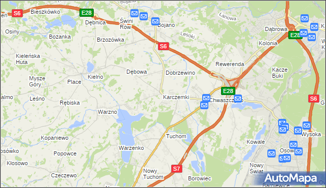mapa Karczemki gmina Szemud, Karczemki gmina Szemud na mapie Targeo