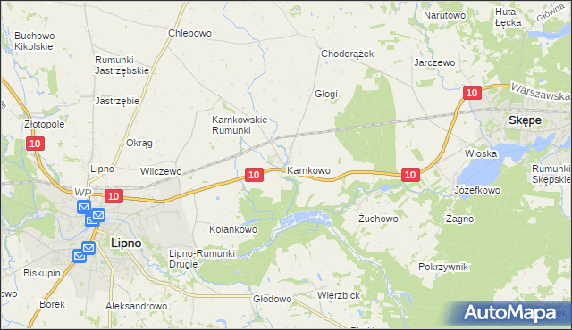 mapa Karnkowo gmina Lipno, Karnkowo gmina Lipno na mapie Targeo