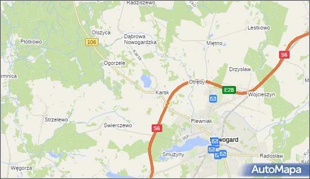 mapa Karsk gmina Nowogard, Karsk gmina Nowogard na mapie Targeo