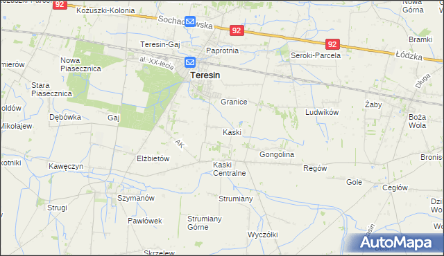 mapa Kaski gmina Baranów, Kaski gmina Baranów na mapie Targeo