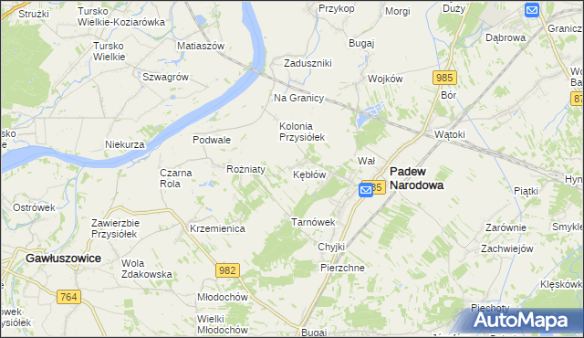 mapa Kębłów gmina Padew Narodowa, Kębłów gmina Padew Narodowa na mapie Targeo