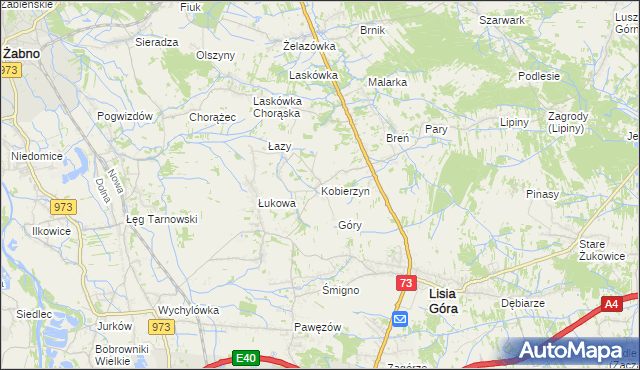 mapa Kobierzyn gmina Lisia Góra, Kobierzyn gmina Lisia Góra na mapie Targeo