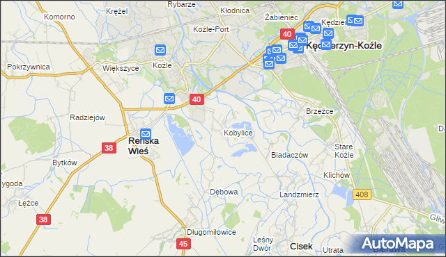 mapa Kobylice gmina Cisek, Kobylice gmina Cisek na mapie Targeo
