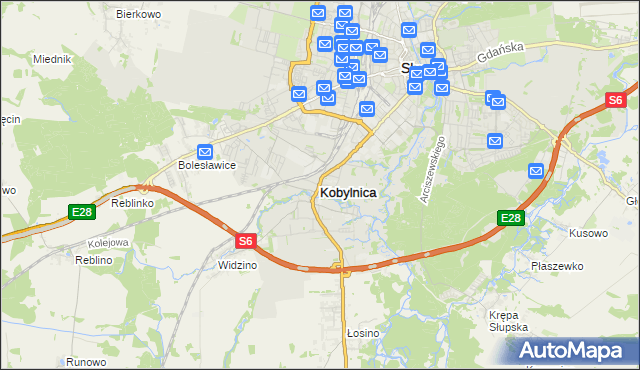 mapa Kobylnica powiat słupski, Kobylnica powiat słupski na mapie Targeo