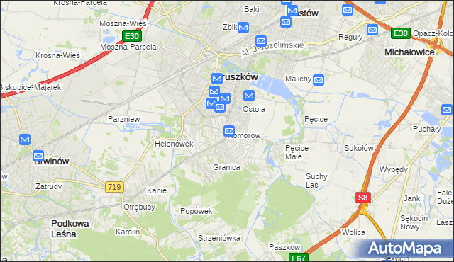 mapa Komorów gmina Michałowice, Komorów gmina Michałowice na mapie Targeo