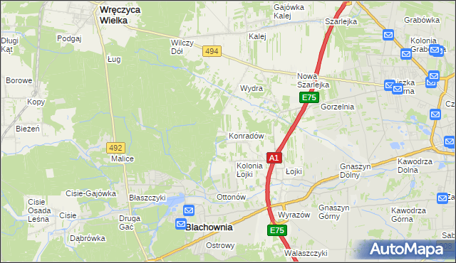 mapa Konradów gmina Blachownia, Konradów gmina Blachownia na mapie Targeo