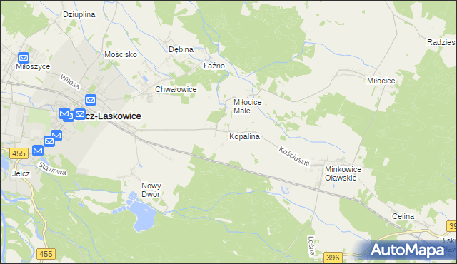 mapa Kopalina gmina Jelcz-Laskowice, Kopalina gmina Jelcz-Laskowice na mapie Targeo