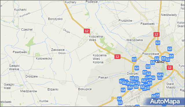 mapa Kościelna Wieś Kolonia, Kościelna Wieś Kolonia na mapie Targeo