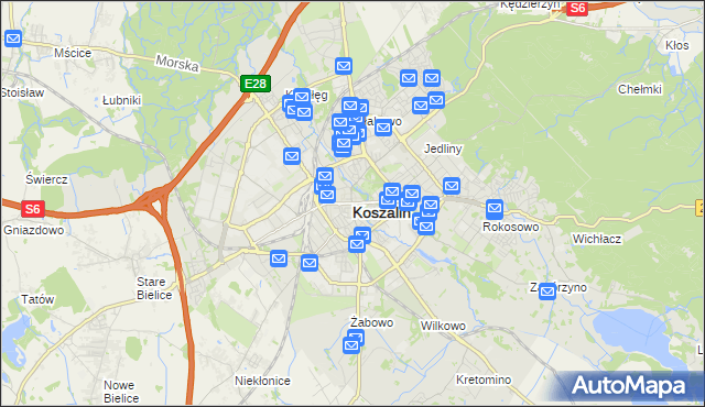 mapa Koszalina, Koszalin na mapie Targeo