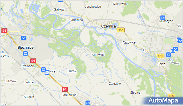 mapa Kotowice gmina Siechnice, Kotowice gmina Siechnice na mapie Targeo
