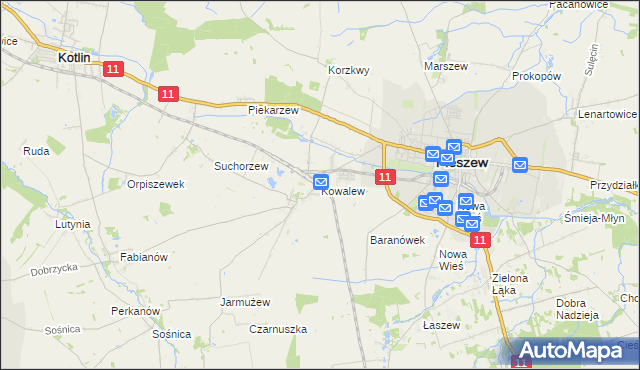 mapa Kowalew gmina Pleszew, Kowalew gmina Pleszew na mapie Targeo