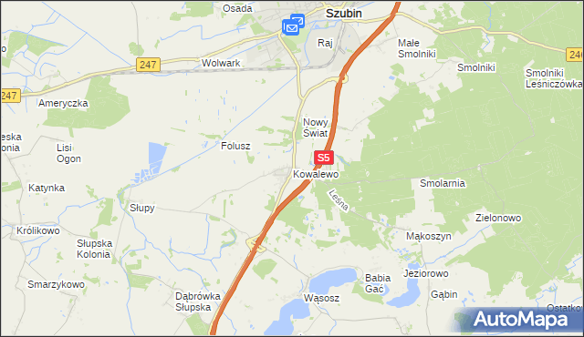mapa Kowalewo gmina Szubin, Kowalewo gmina Szubin na mapie Targeo