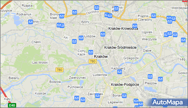 mapa Krakowa, Kraków na mapie Targeo