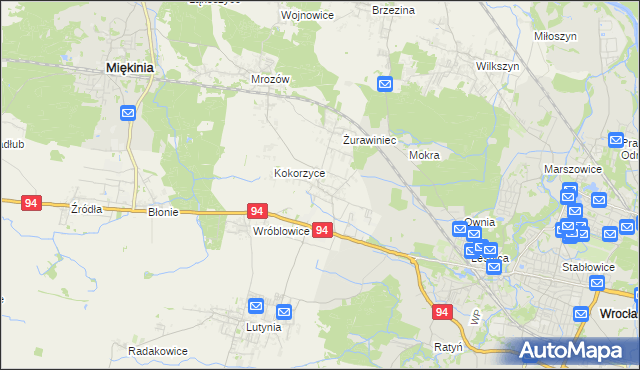 mapa Krępice gmina Miękinia, Krępice gmina Miękinia na mapie Targeo
