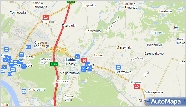mapa Krobia gmina Lubicz, Krobia gmina Lubicz na mapie Targeo