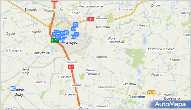 mapa Krobów, Krobów na mapie Targeo