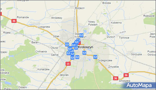 mapa Krotoszyna, Krotoszyn na mapie Targeo
